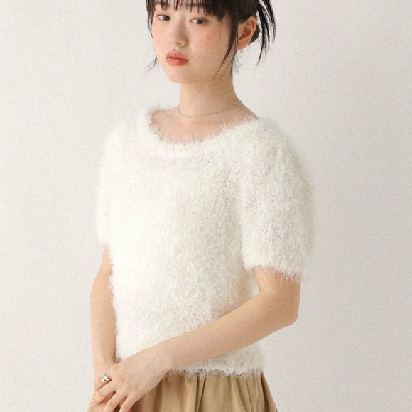 American Apparel Cream Fluffy crop top size s - Picture 1 of 7